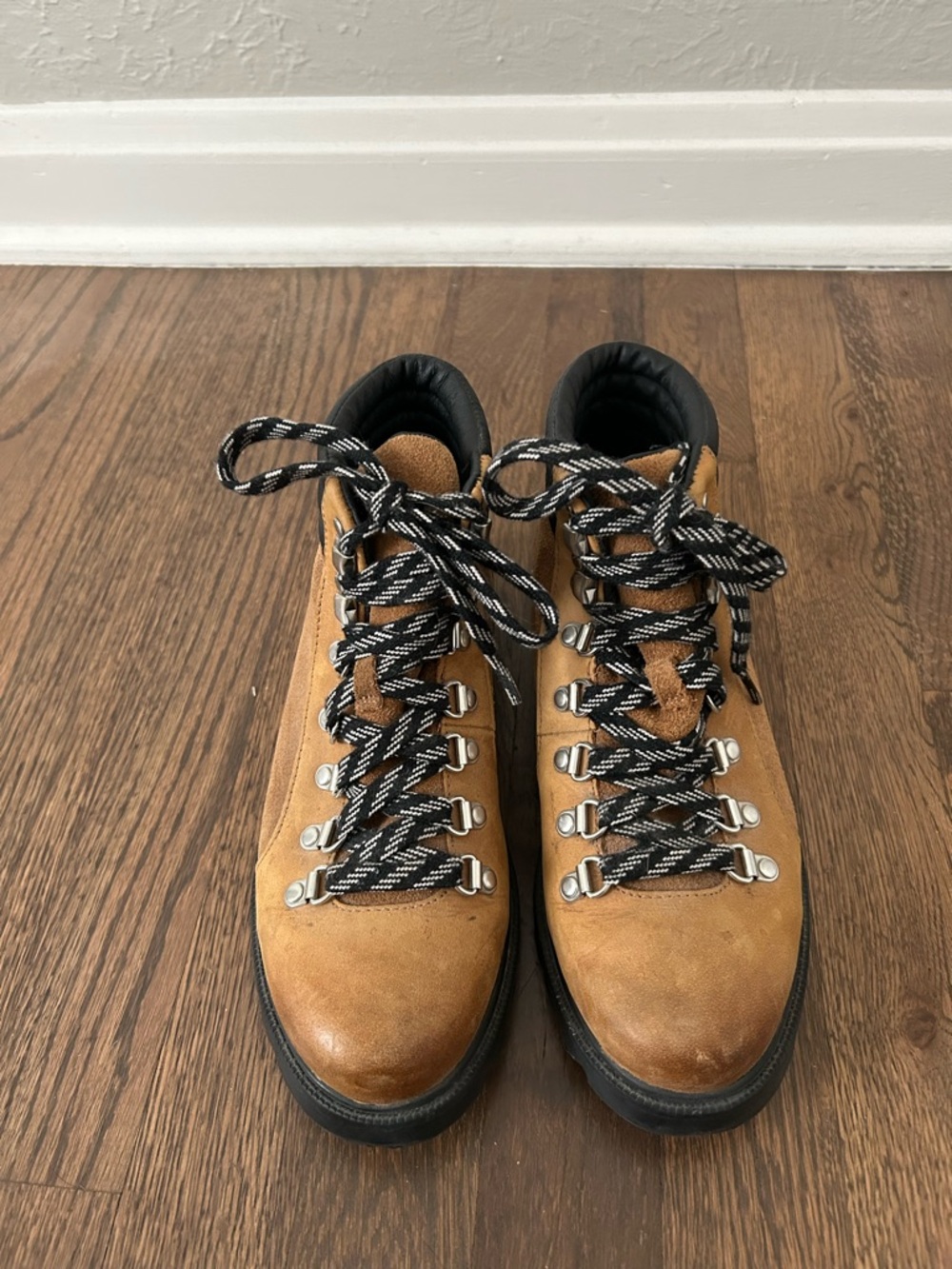 Sorel Tan Suede Ankle Hiking Booties with Black Trim